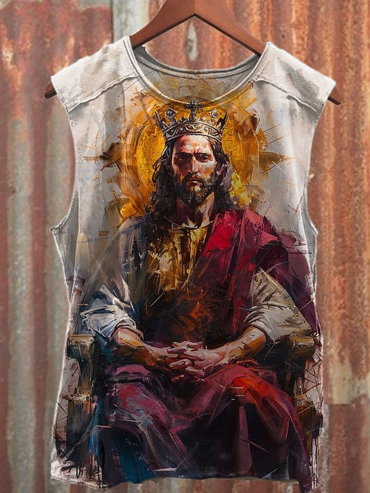 Men's Casual Colorful Jesus Printed Tank Top