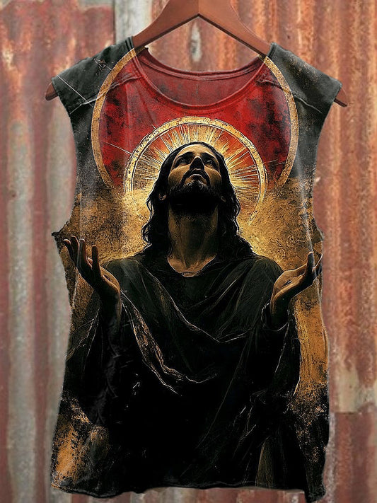 Men's Casual Jesus Printed Tank Top