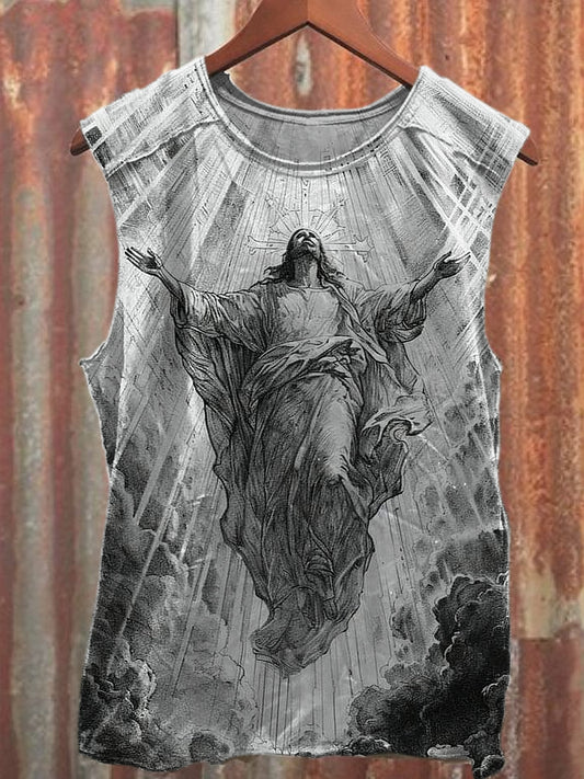 Men's Casual Jesus Printed Tank Top