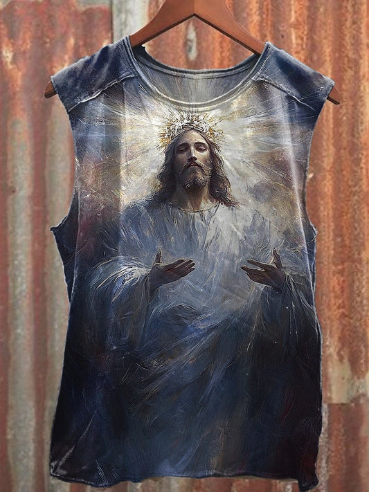 Men's Casual Jesus Printed Tank Top