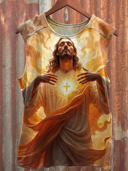 Men's Casual Jesus Printed Tank Top