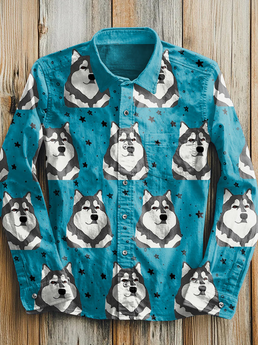 Funny Puppy Art Print Casual Long Sleeve Shirt