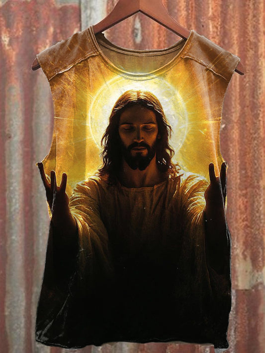 Men's Casual Jesus Printed Tank Top