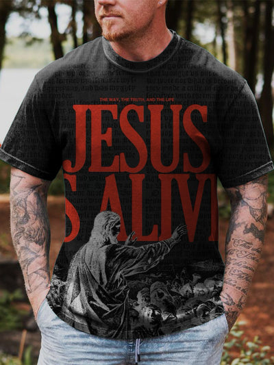 Jesus Printed Vintage Fashion Loose Short Sleeve T-Shirt