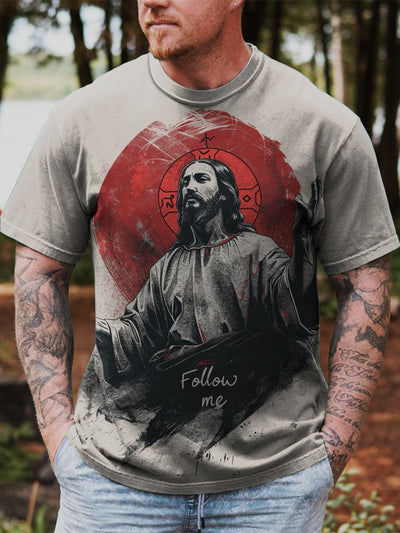 Jesus Printed Vintage Fashion Loose Short Sleeve T-Shirt