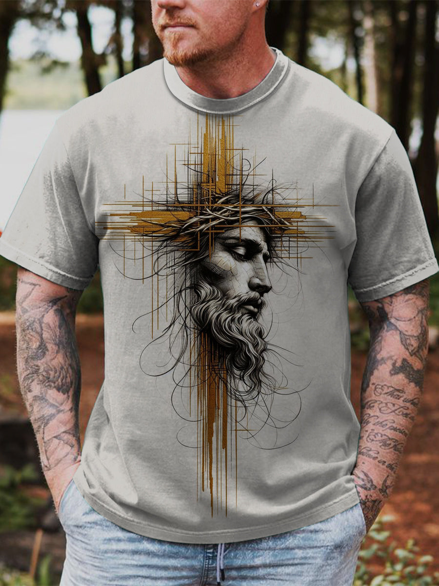 Jesus Printed Vintage Fashion Loose Short Sleeve T-Shirt