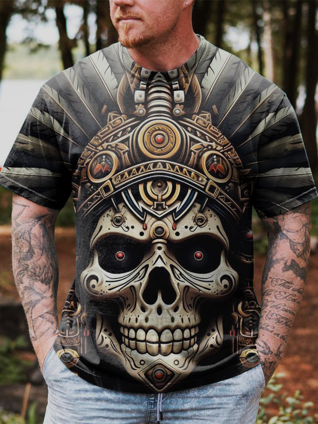 Skull Printed Vintage Fashion Loose Short Sleeve T-Shirt