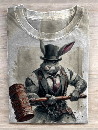 Unisex Samurai Illustration Printed Casual Short Sleeve T-Shirt