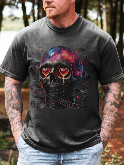 Skull Printed Vintage Fashion Loose Short Sleeve T-Shirt