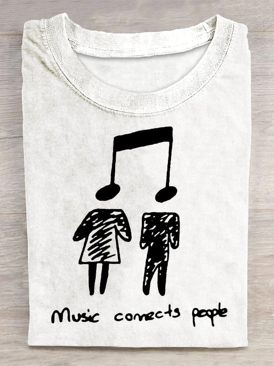 Music Printed Vintage Fashion Loose Short Sleeve T-Shirt