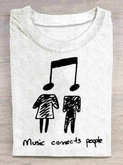 Music Printed Vintage Fashion Loose Short Sleeve T-Shirt