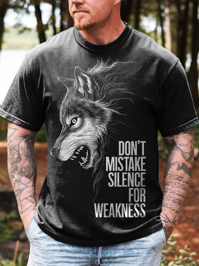 Wolf Printed Vintage Fashion Loose Short Sleeve T-Shirt
