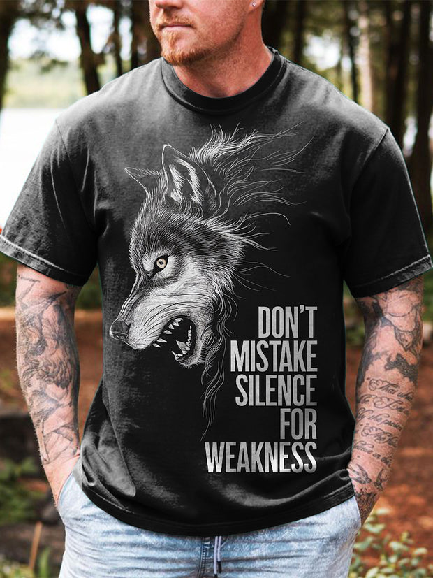 Wolf Printed Vintage Fashion Loose Short Sleeve T-Shirt