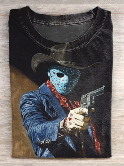 Retro Assassin illustration printed casual short-sleeved T-shirt