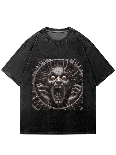 Horror Face Illustration Print Short Sleeve T-Shirt