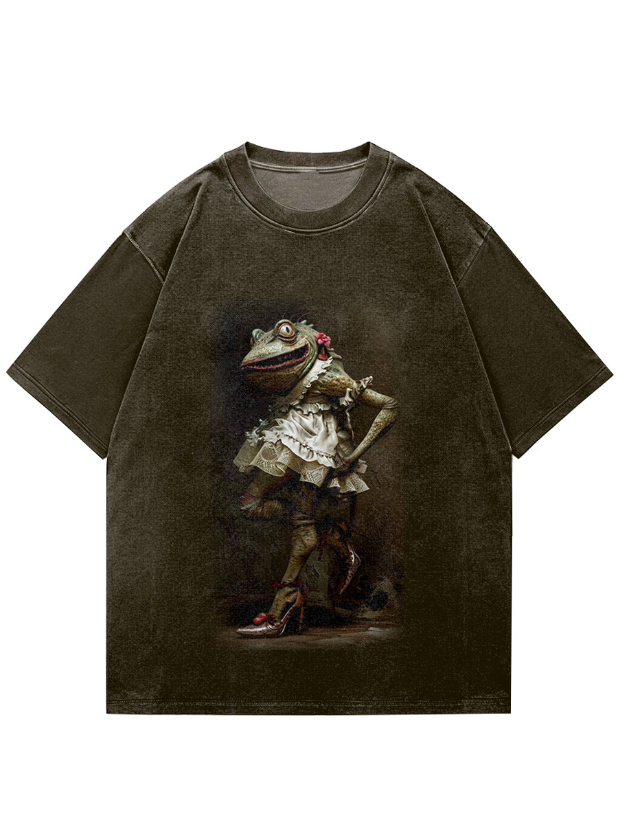Funny Frog Print Short Sleeve T-Shirt