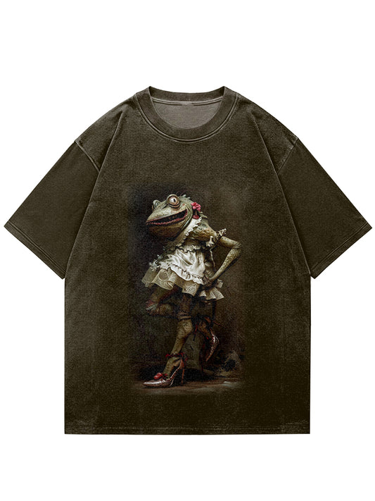 Funny Frog Print Short Sleeve T-Shirt