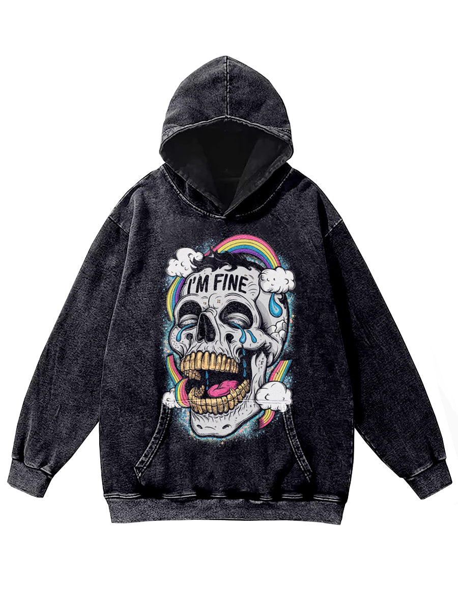 Retro Graffiti Skull Print Casual Hoodie