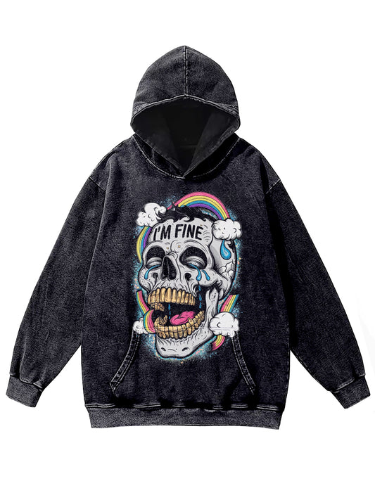 Retro Graffiti Skull Print Casual Hoodie