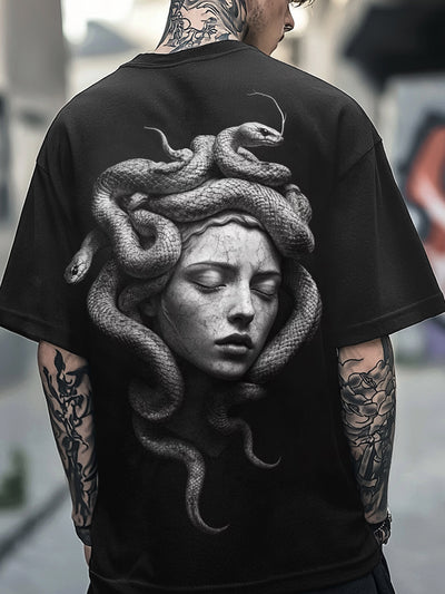 Vintage Horror Print Cotton Short Sleeve T-Shirt