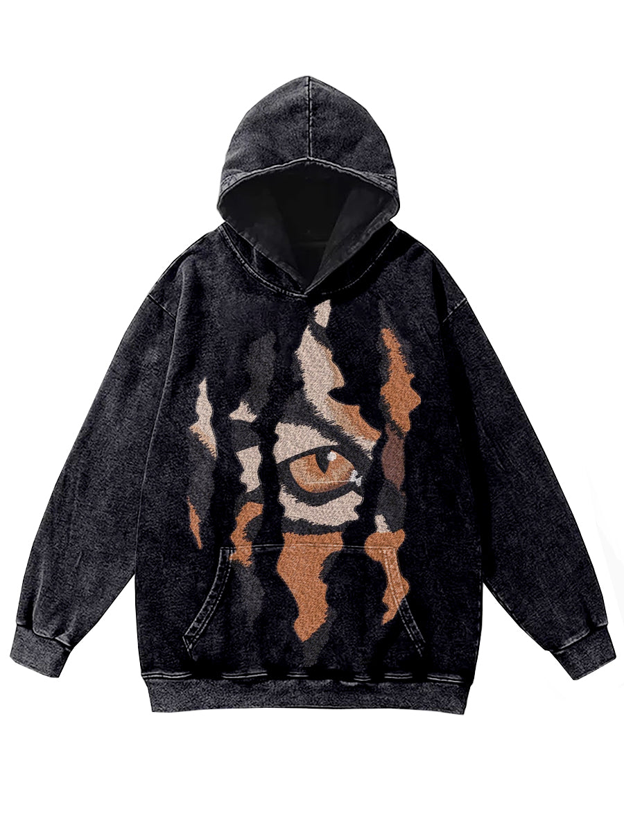 Vintage Tiger Print Casual Hoodie