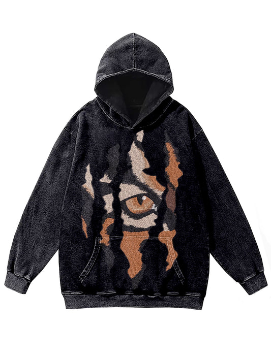 Vintage Tiger Print Casual Hoodie