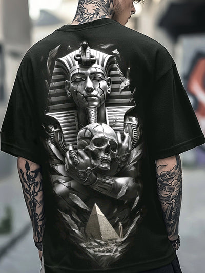 Retro Skull Print Cotton Short Sleeve T-Shirt