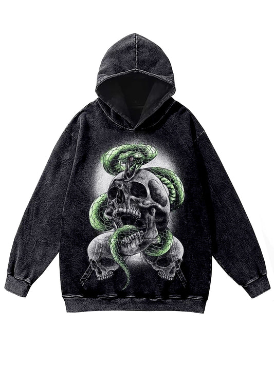 Retro Graffiti Skull Print Casual Hoodie