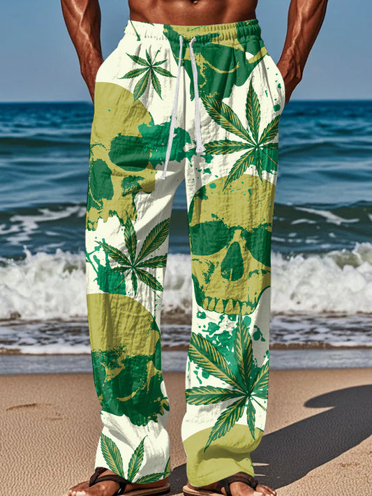 Fashionable Skull Illustration Printed Casual Pants