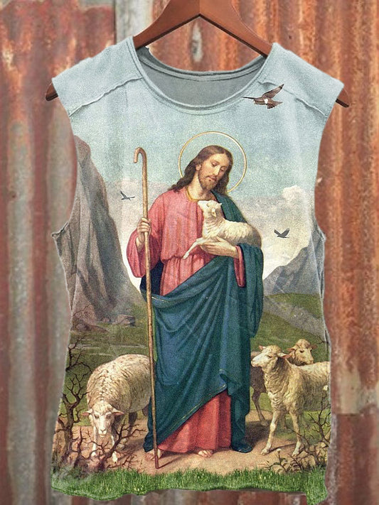 Men's Casual Jesus Printed Tank Top