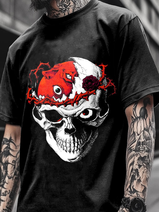 Fashion Skull Demon Totem Casual T-shirt