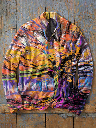 Fashion Fantasy Print Casual Zipper Sweatshirt