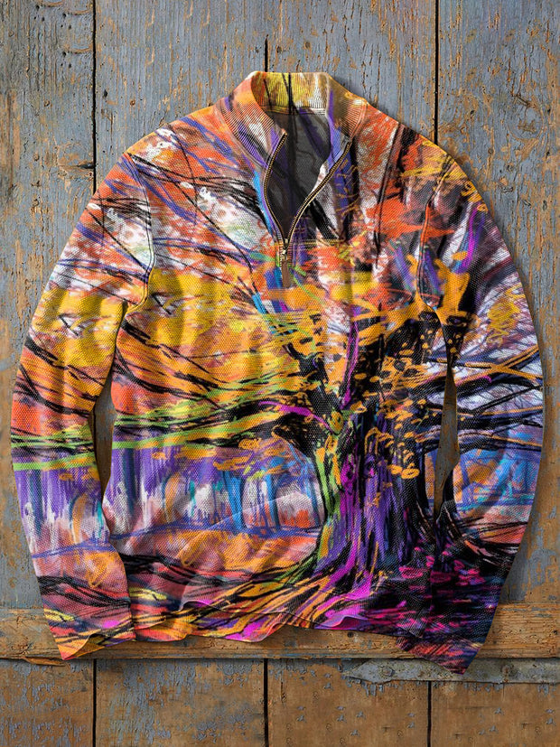 Fashion Fantasy Print Casual Zipper Sweatshirt
