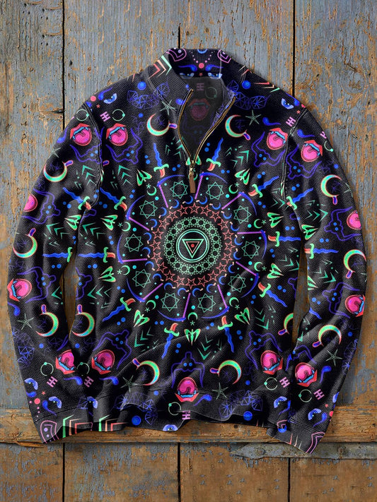 Fashion Fantasy Print Casual Zipper Sweatshirt