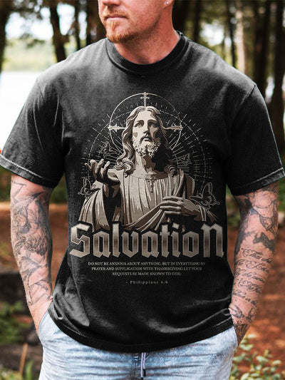 Jesus Printed Vintage Fashion Loose Short Sleeve T-Shirt