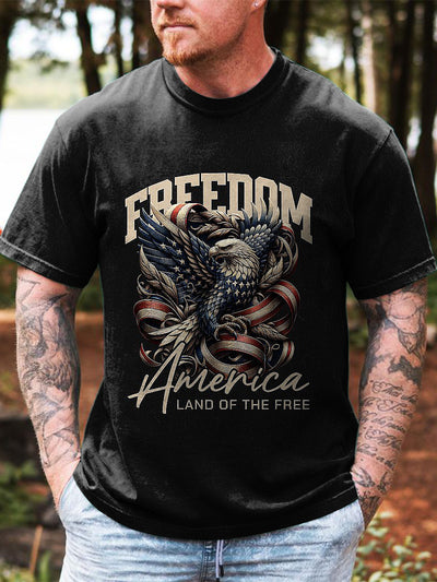 Eagle Printed Vintage Fashion Loose Short Sleeve T-Shirt