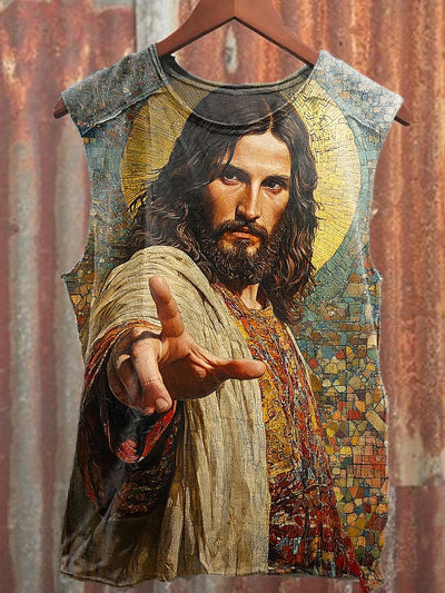 Men's Casual Jesus Printed Tank Top