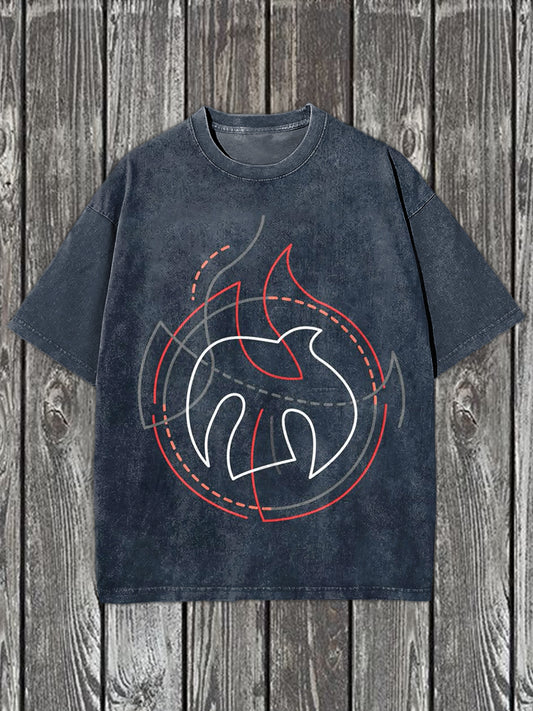 Retro Totem Illustration Casual Short Sleeve T-Shirt