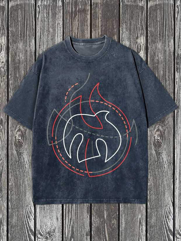 Retro Totem Illustration Casual Short Sleeve T-Shirt