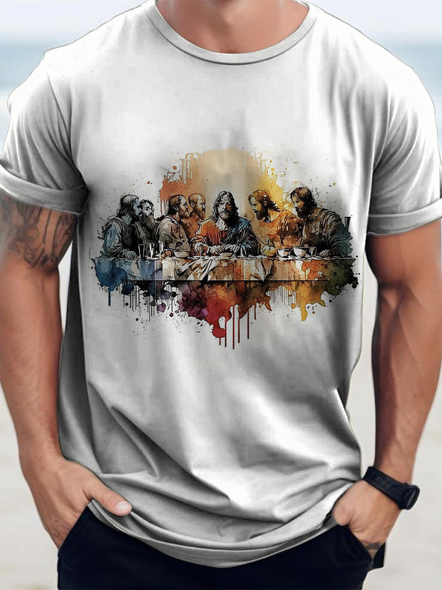 Last Supper Printed Vintage Fashion Loose Short Sleeve T-Shirt
