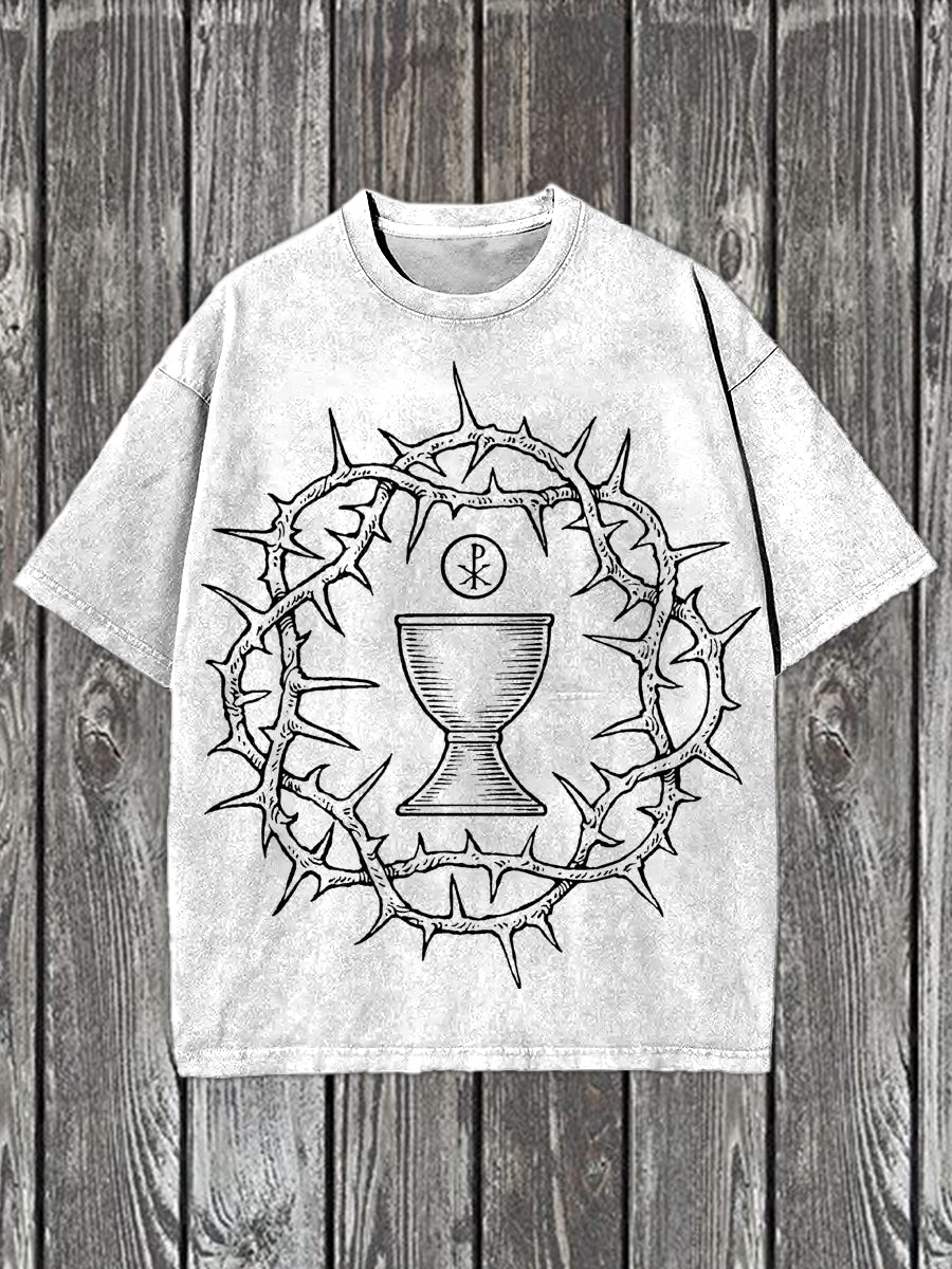 Retro Totem Illustration Casual Short Sleeve T-Shirt