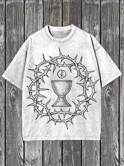 Retro Totem Illustration Casual Short Sleeve T-Shirt