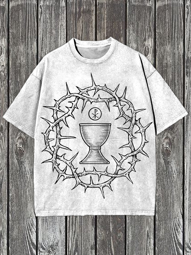 Retro Totem Illustration Casual Short Sleeve T-Shirt