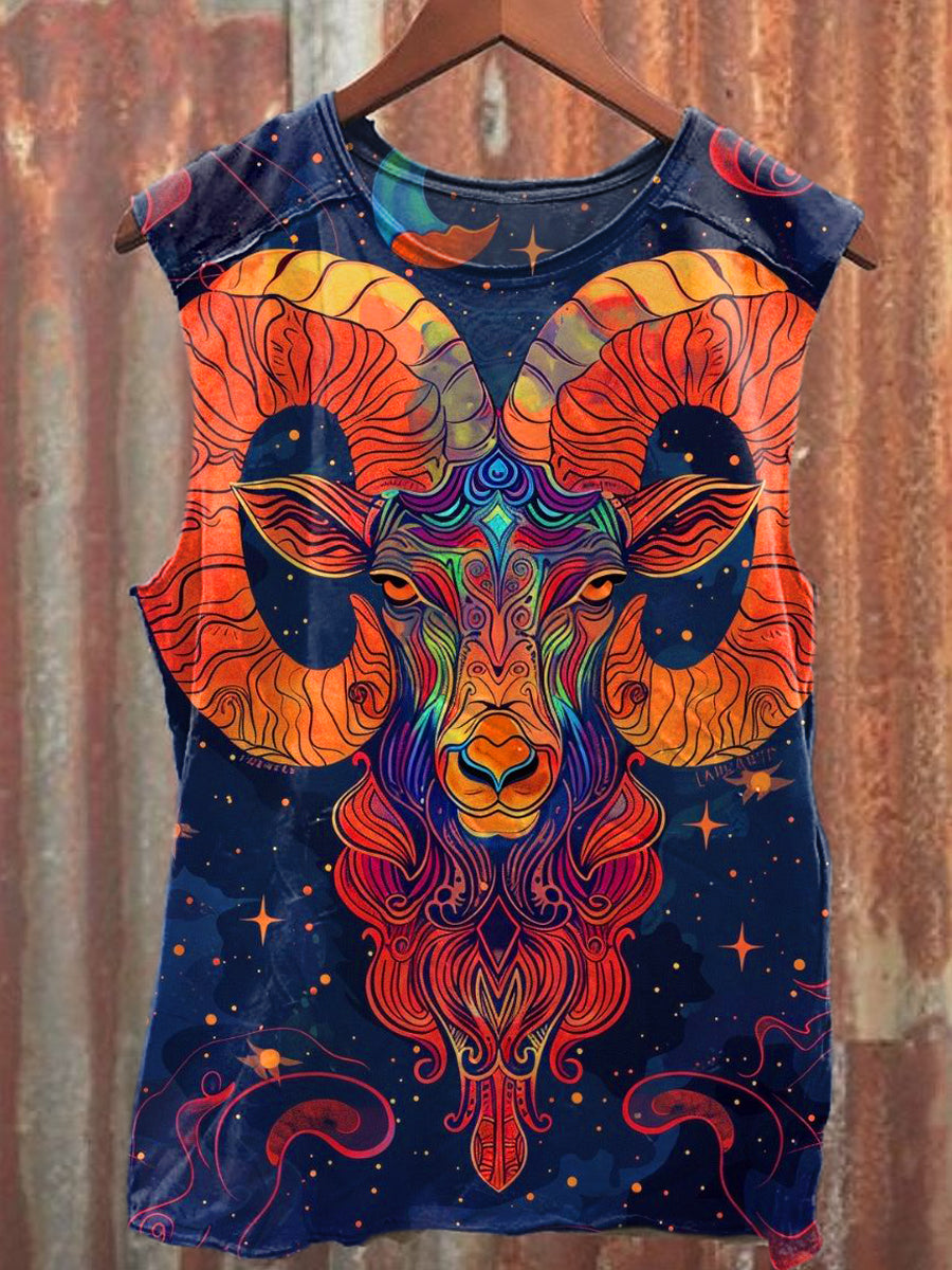 Men's Casual Sheep Printed Tank Top