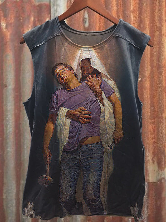 Men's Casual Jesus Printed Tank Top