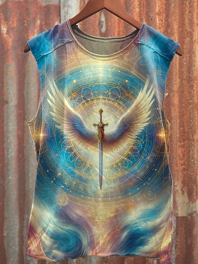 Men's Casual Sword Printed Tank Top
