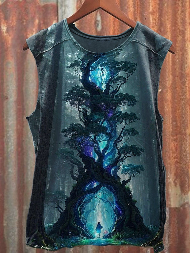 Men's Casual Magic Forest Printed Tank Top
