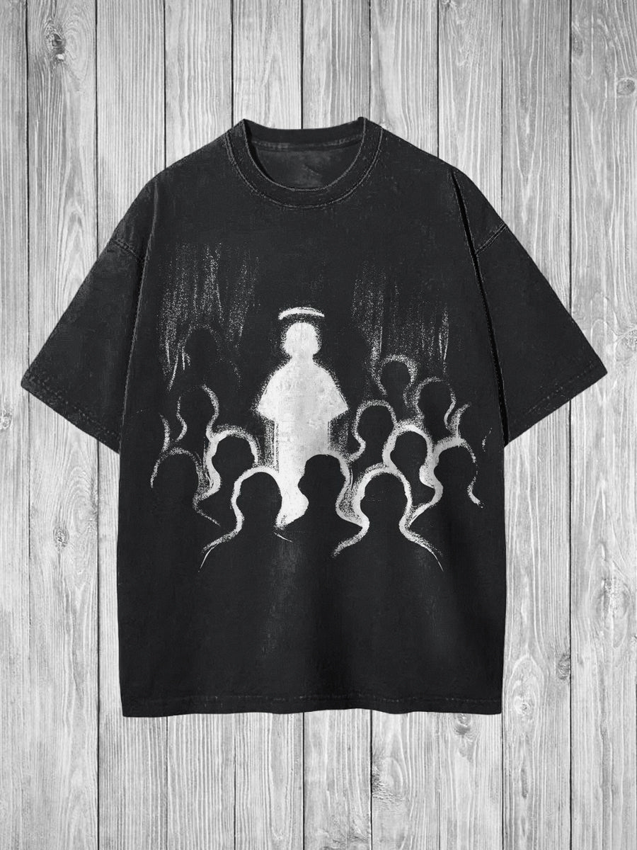 Vintage Printed Vintage Fashion Loose Short Sleeve  T-Shirt