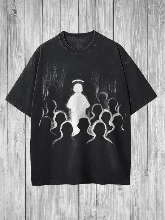 Vintage Printed Vintage Fashion Loose Short Sleeve  T-Shirt