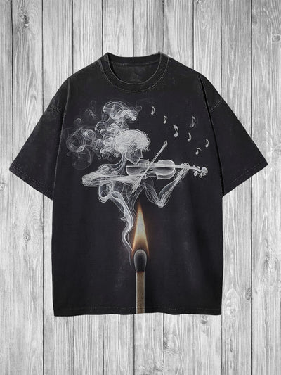 Vintage Printed Vintage Fashion Loose Short Sleeve  T-Shirt